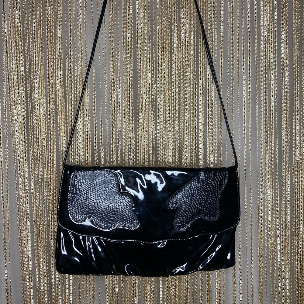 Vintage patent leather oversized clutch envelope purse handbag